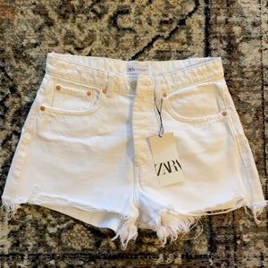 White Distressed Denim Shorts